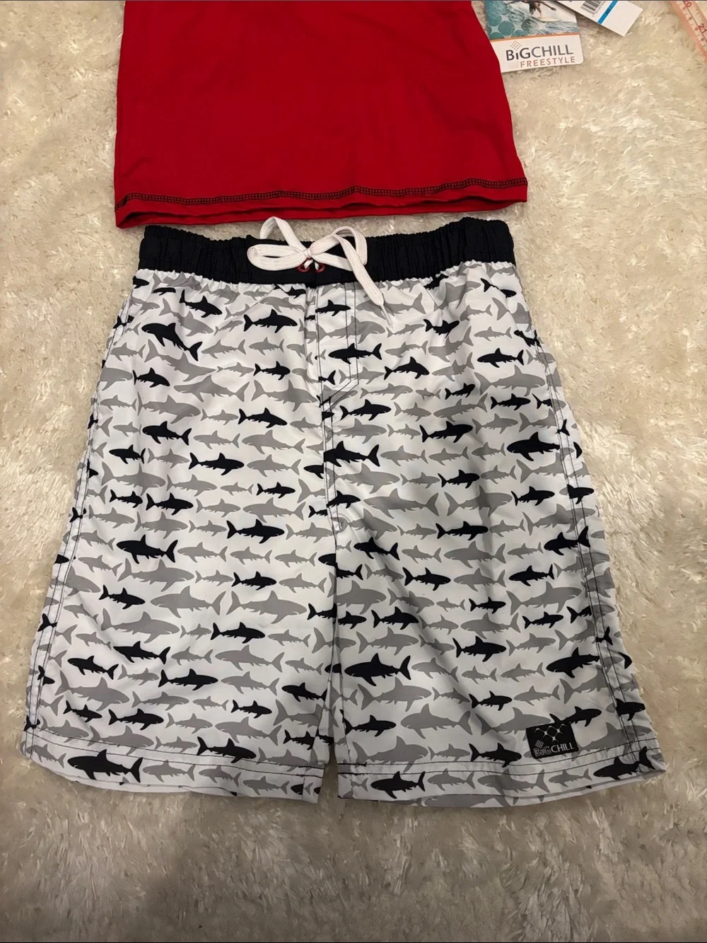 Big Chill Red & Black Shark Rashguard Swim Set - Picture 4 of 5